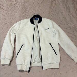 adidas White Jacket with Black Neck Trim
